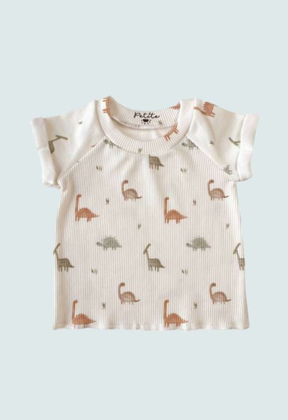 T-shirt a costine con dinosauri