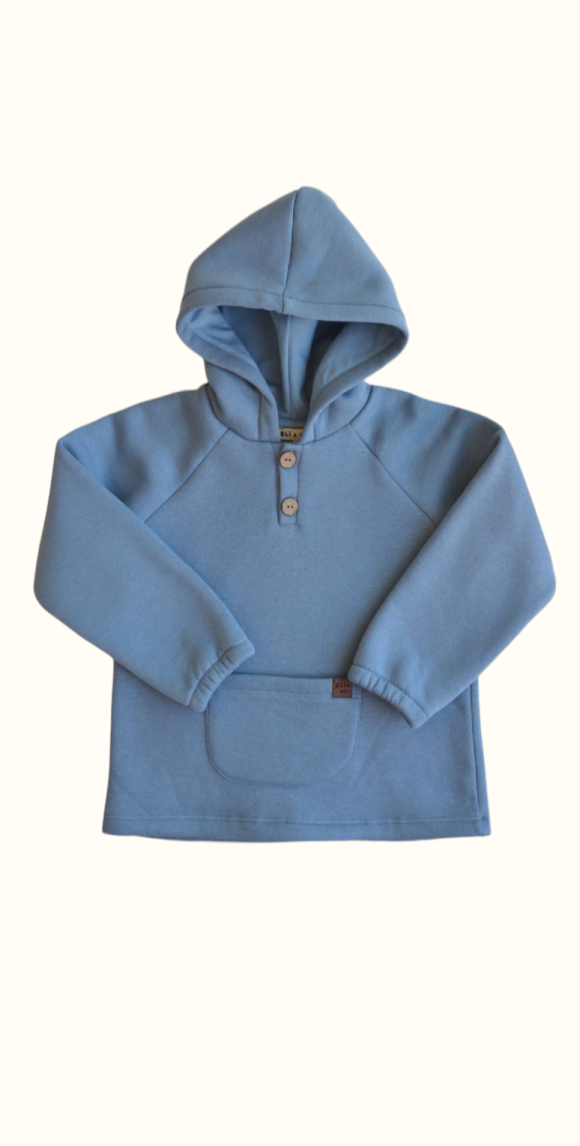 Felpa blu con cappuccio 