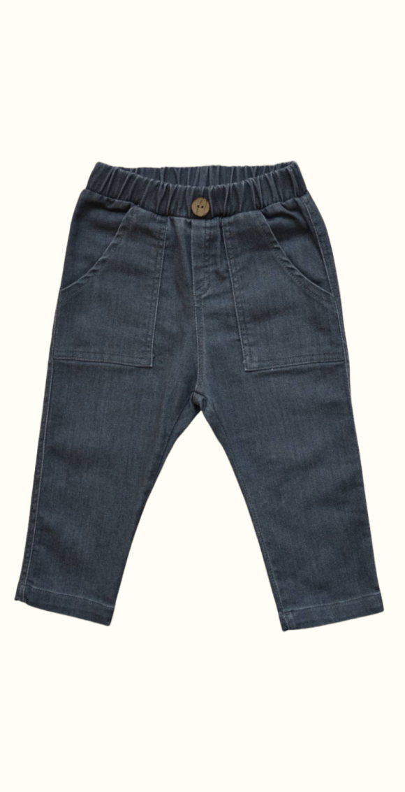Pantaloni grigi da neonato effetto denim 