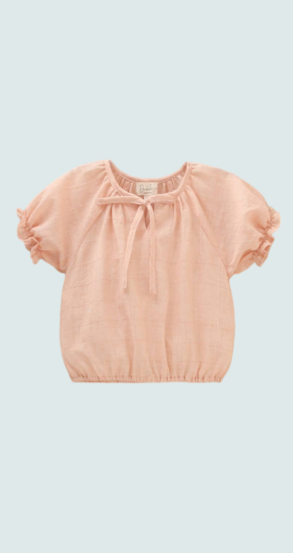 Blusa con maniche corte a sbuffo